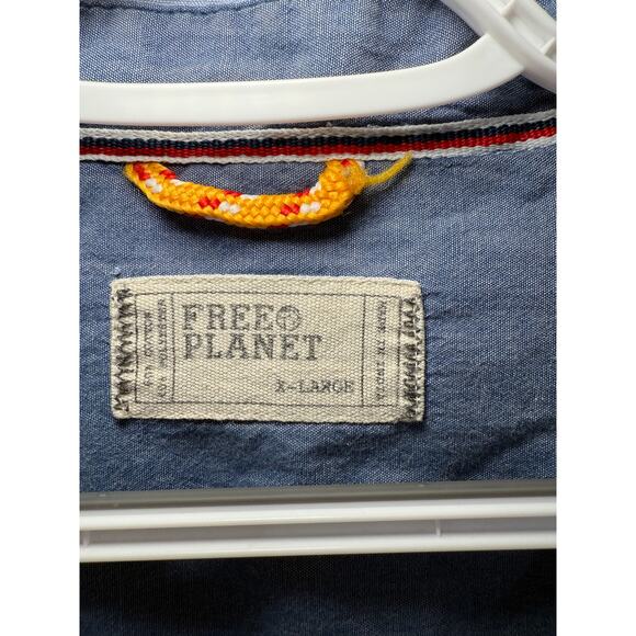 Free Planet anchor novelty print button down camp shirt mens XL coastal nautical - Picture 3 of 8